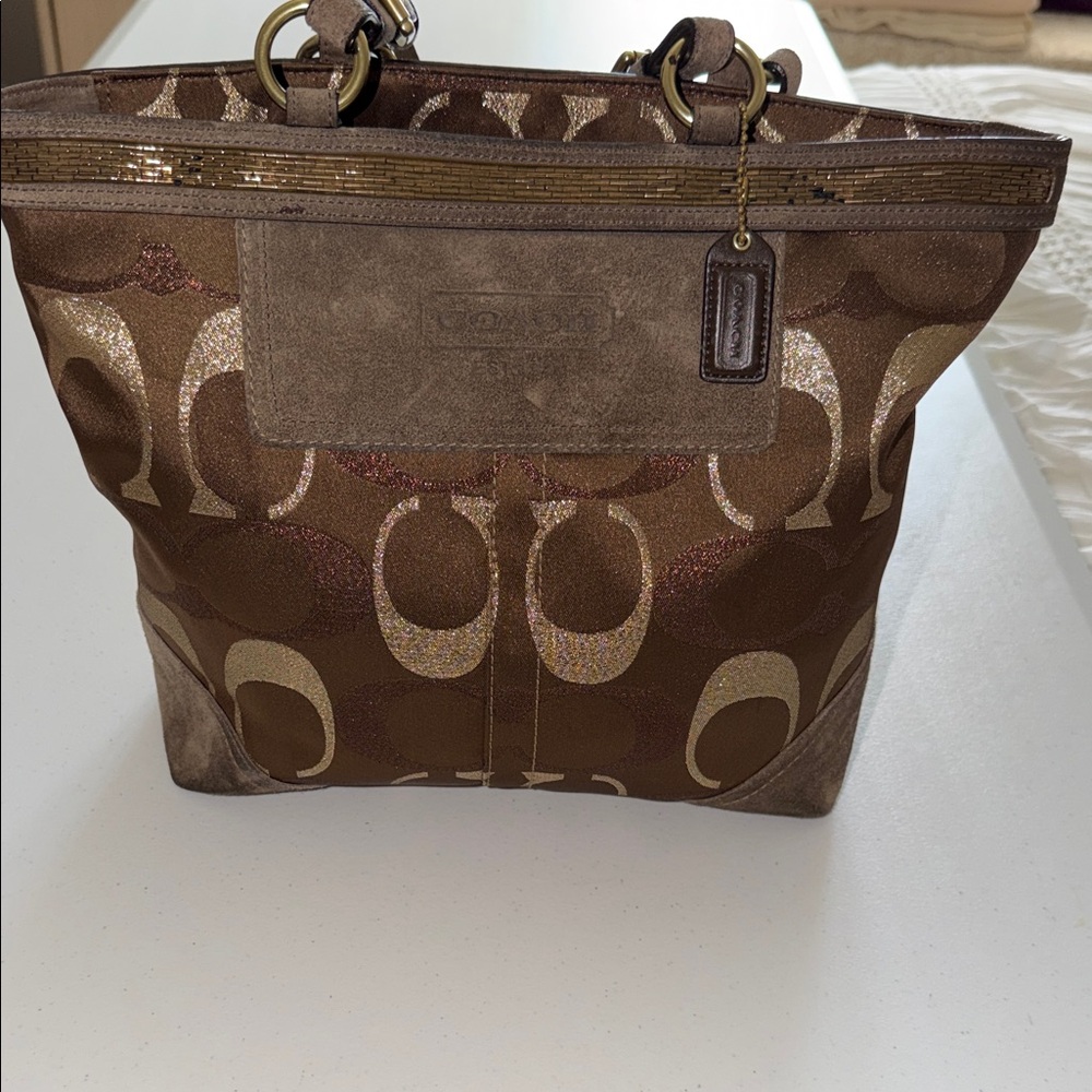 Coach Elegant Vintage Beaded Bronze / Brown /Copper Tote